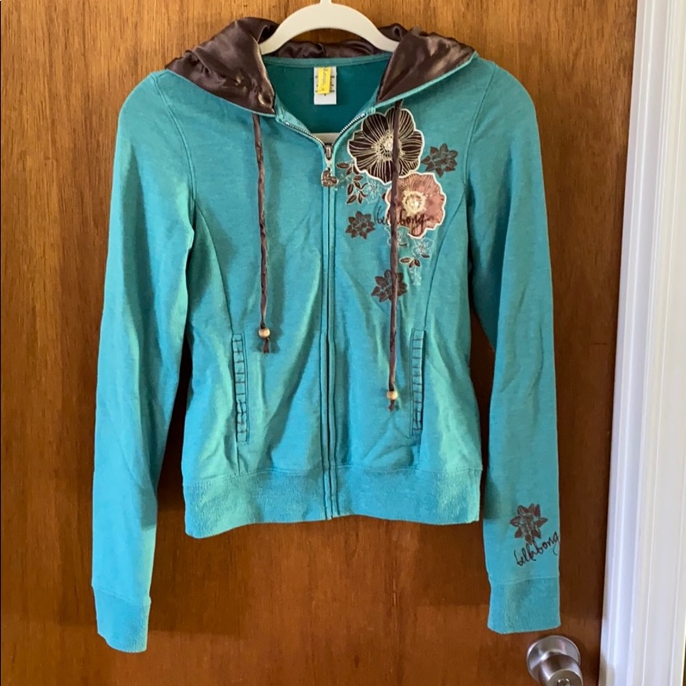Billabong full zip hoodie Brown embellishments sm